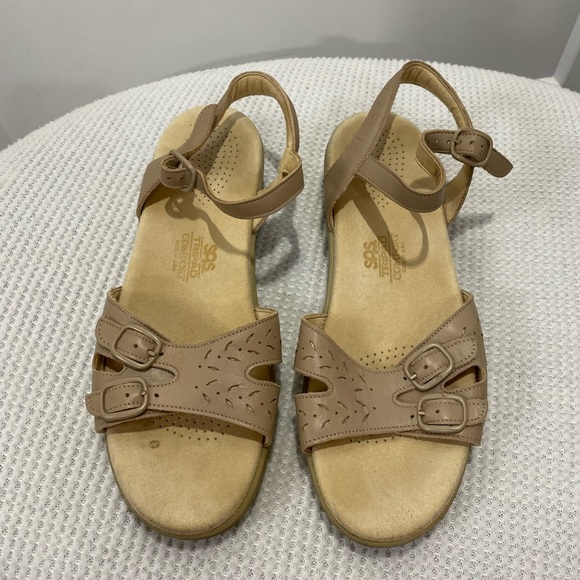 SAS Duo Straps Quarter Strap Sandals Brown Leather Size 8 - Picture 4 of 10